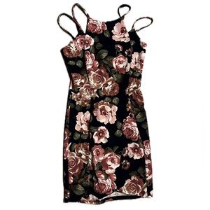 Floral double strapped pink dress